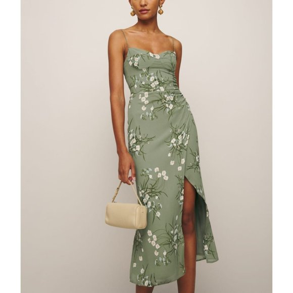 Reformation Green Floral Midi Dress - Picture 3 of 14